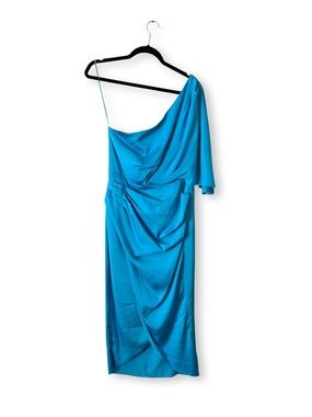 DO+BE One-Shoulder Bright Turquoise Evening Dress